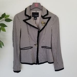 Day Trip Black & White Striped Embellished Blazer